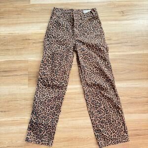 GAP Brown Leopard Print Carpenter Mid Rise Pants Size 4R